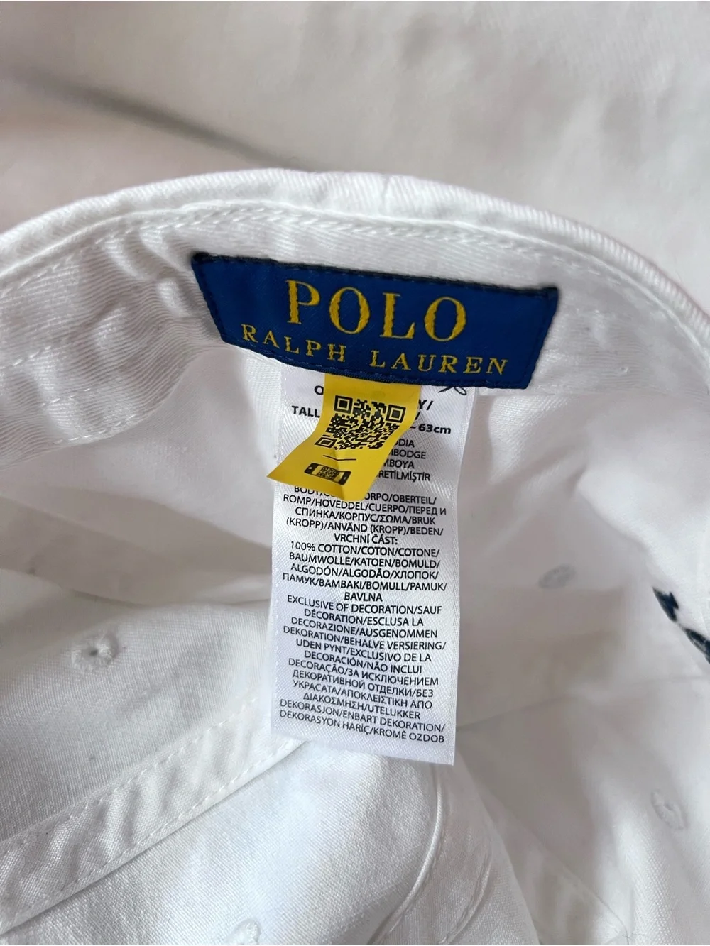 Polo by Ralph Lauren White Cap with Blue and Gold Label